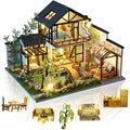 Cuteefun DIY Miniature Dollhouse Kit - Oriental Villa Wooden Model with Music