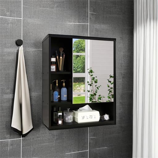 SMIBUY Bamboo Bathroom Mirror Cabinet | Wall Mounted Medicine Storage