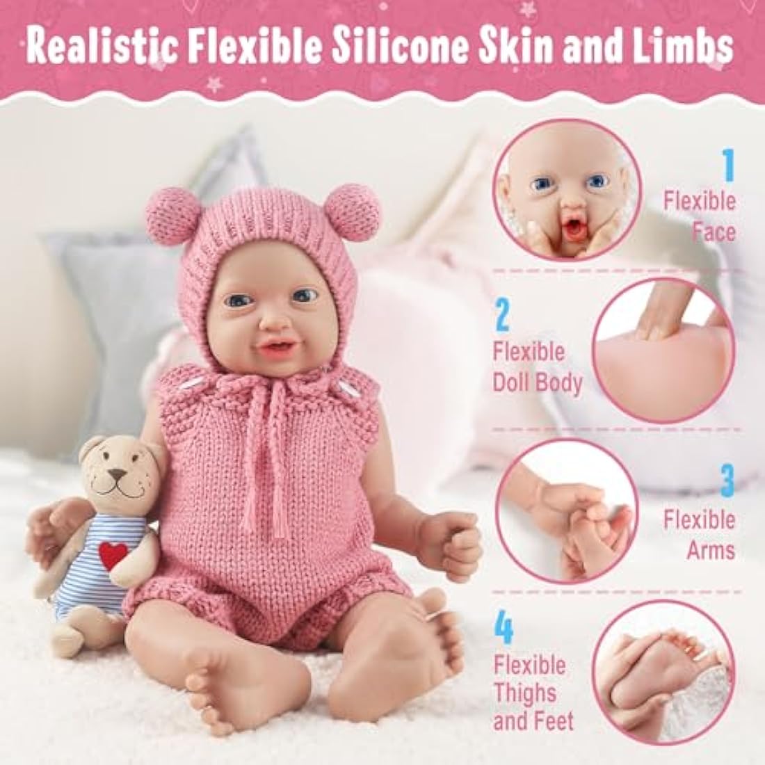 Vollence 12 inch Full Silicone Baby Doll – Anatomically Correct Girl