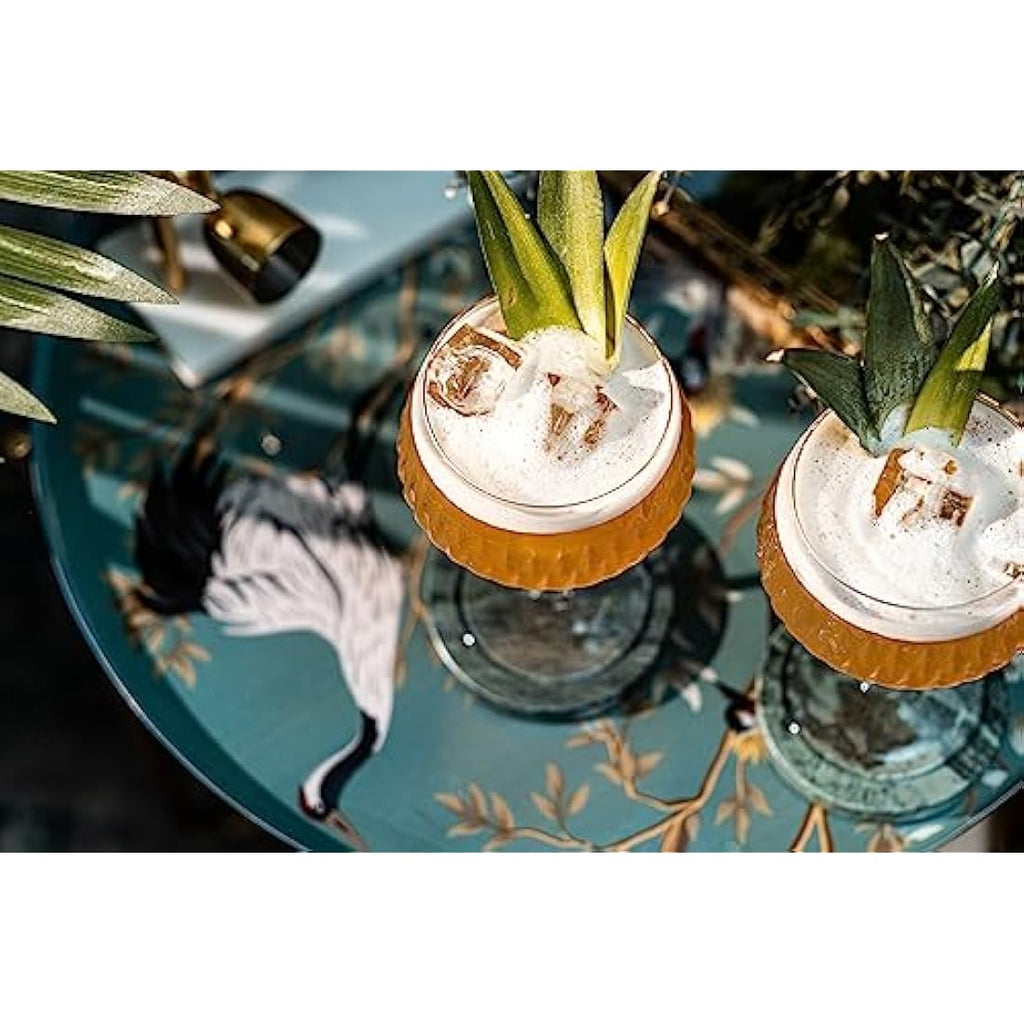 Glassique Cadeau Vintage Flamingo Coupe Glasses | Set of 4 Crystal Saucers