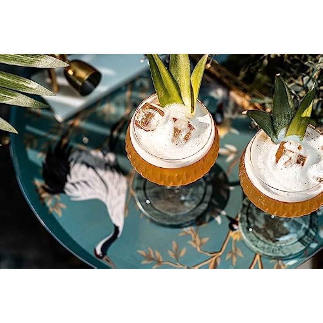 Glassique Cadeau Vintage Flamingo Coupe Glasses | Set of 4 Crystal Saucers
