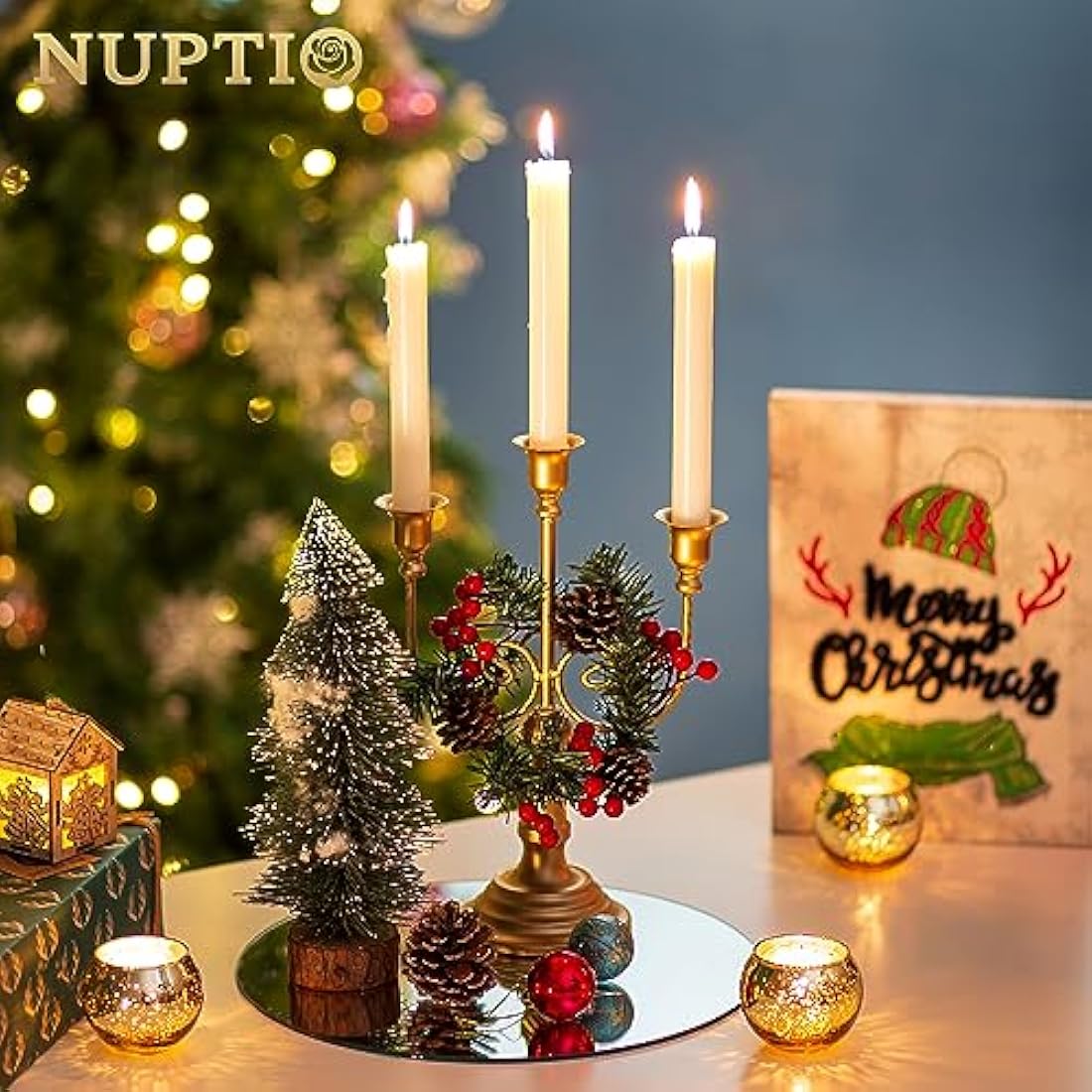 Nuptio Round Mirror Plate Wedding Centrepieces - 30cm Glass Tray, 6 Pcs