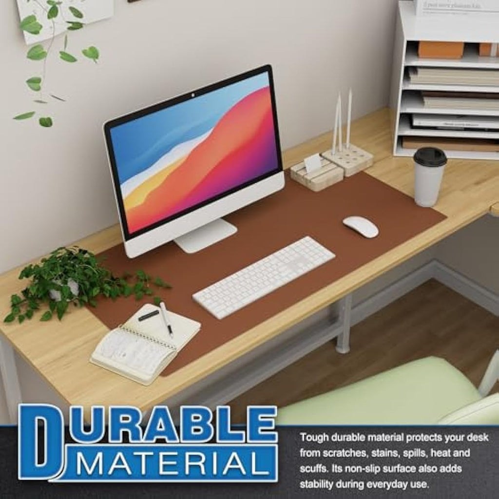 K KNODEL Leather Desk Mat – Dual-Sided Waterproof Office Pad, Brown (80x40cm)