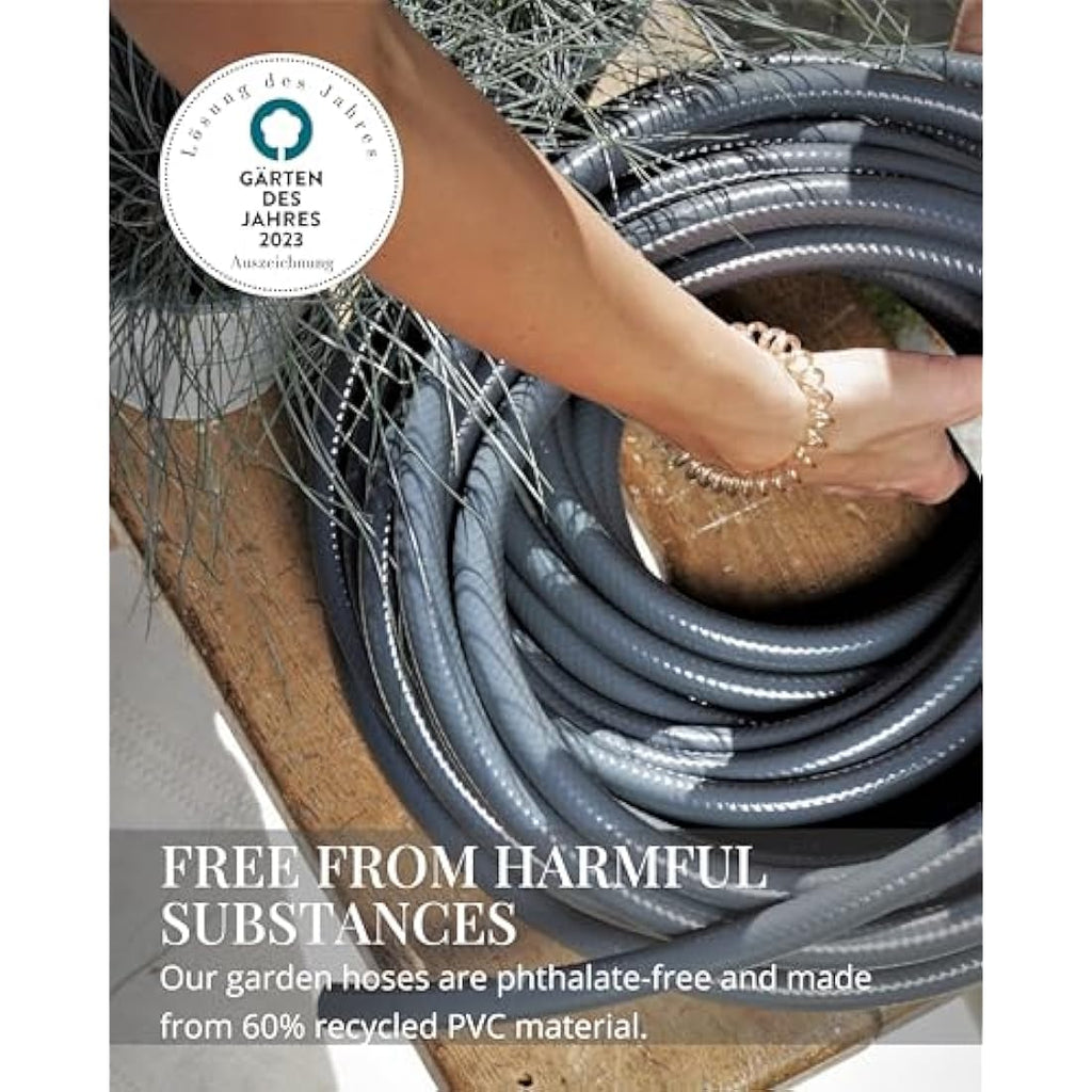 LIVLIG Garden Hose 50m | 1/2 Inch Recycled PVC Hosepipe - Anthracite