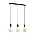EGLO Pozueta 3-Light Pendant Lighting | Black Steel Industrial Ceiling Lamp