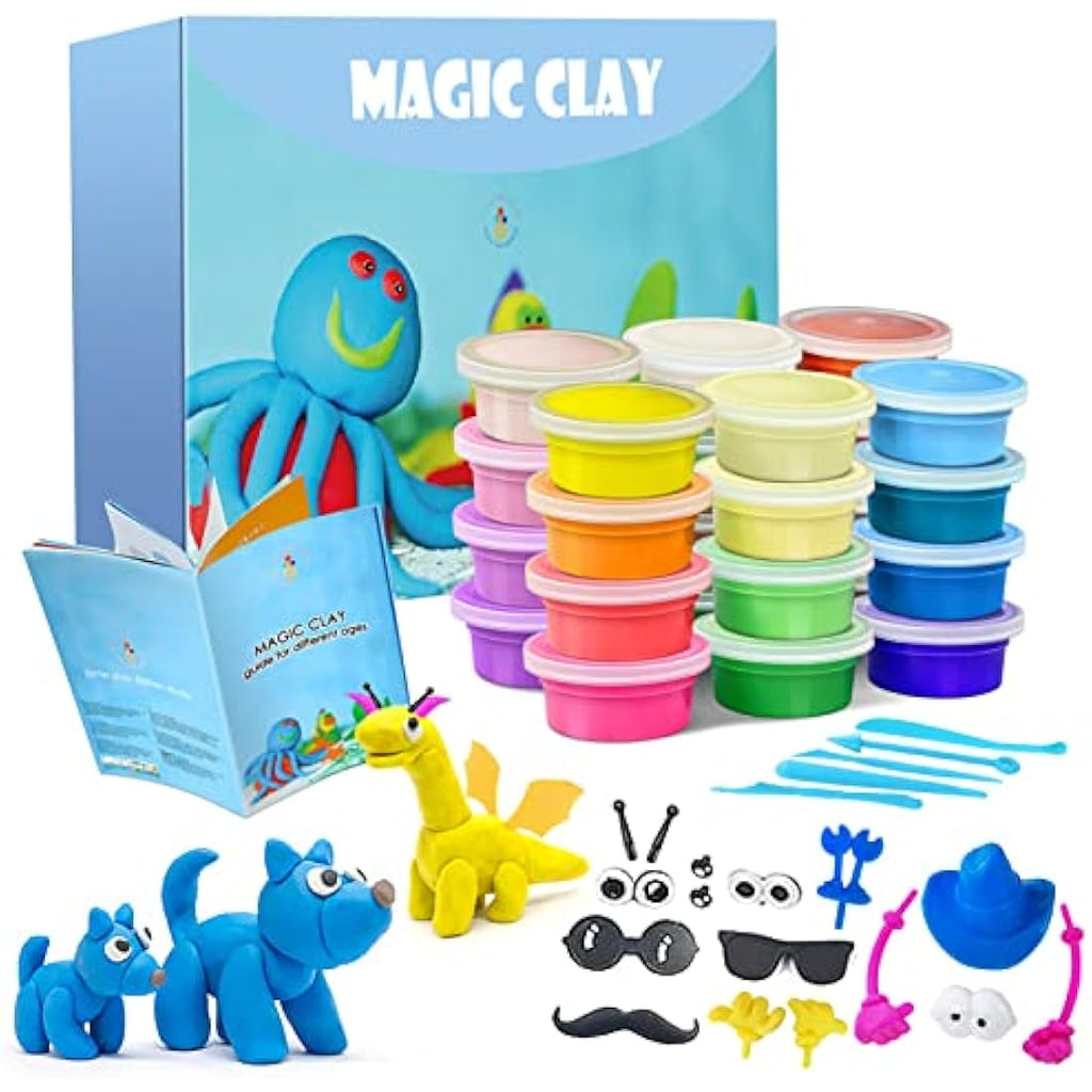 24 Color Air Dry Modeling Clay Kit with Tools for Kids
