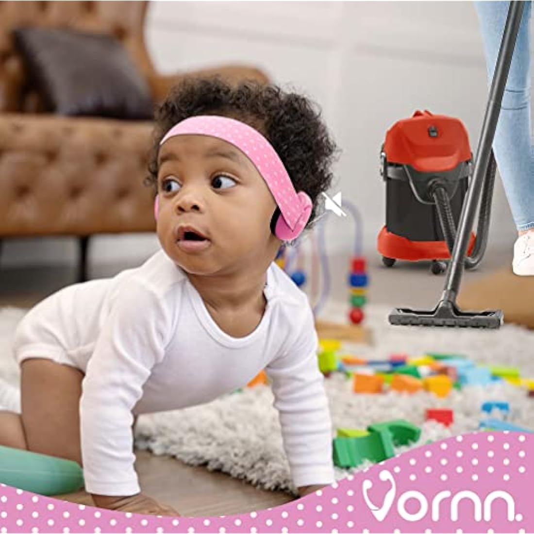 VORNN Baby Ear Defenders | 0-36 Months Noise Cancelling Muffs – Pink