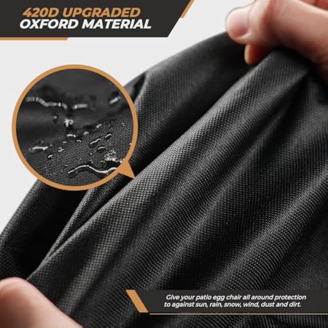 Jolof Store Double Egg Chair Cover | Waterproof 420D Oxford Fabric – Black