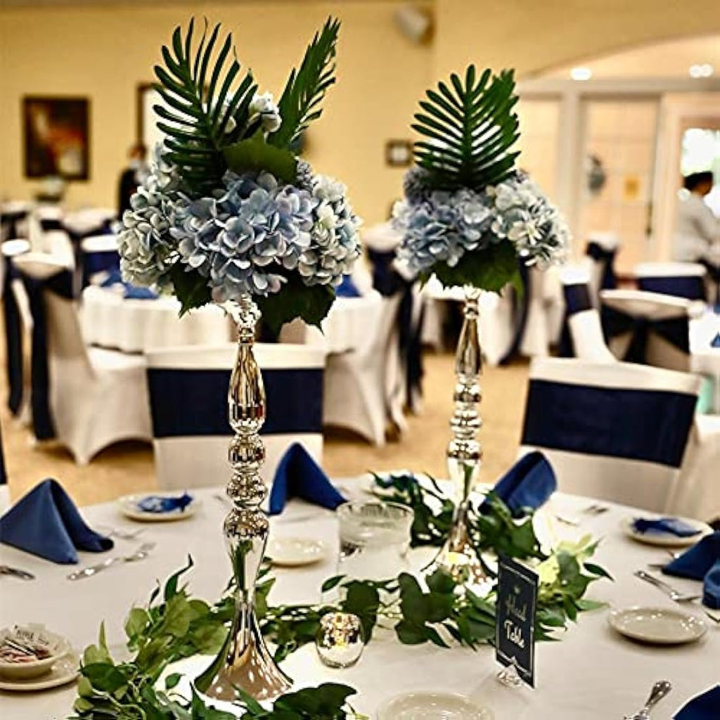 Kisflower 6Pcs Silk Hydrangea Artificial Flowers for Home Decor - Blue