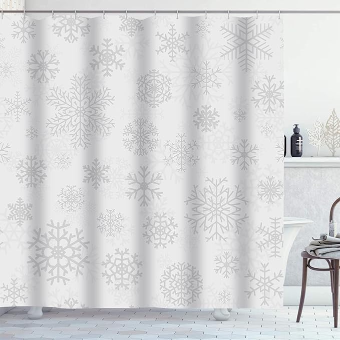 Christmas Snowflake Shower Curtain – Waterproof Quick-Dry Fabric