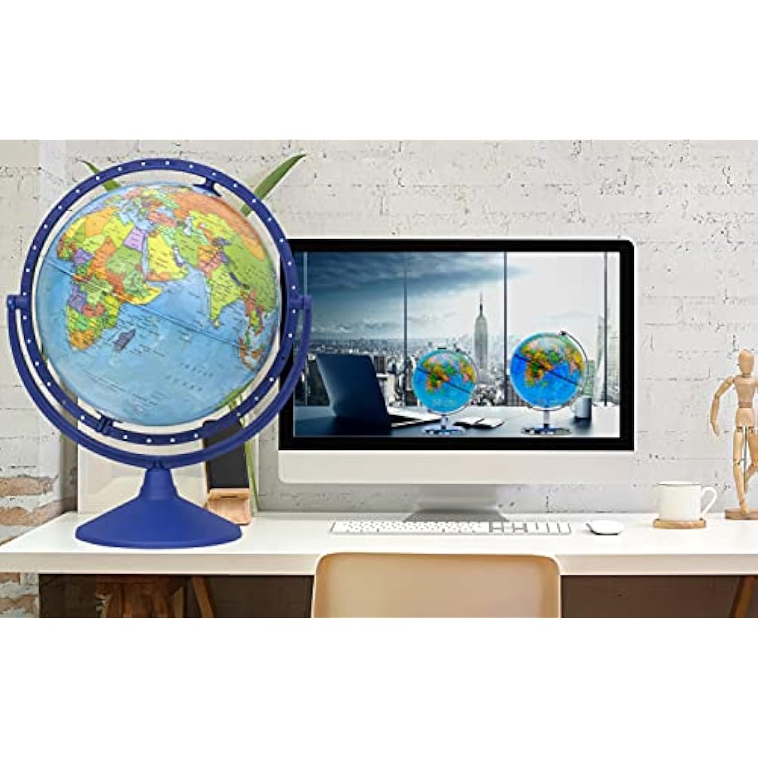 TopGlobe 30cm Educational World Globe – 360° Rotating Desktop Map