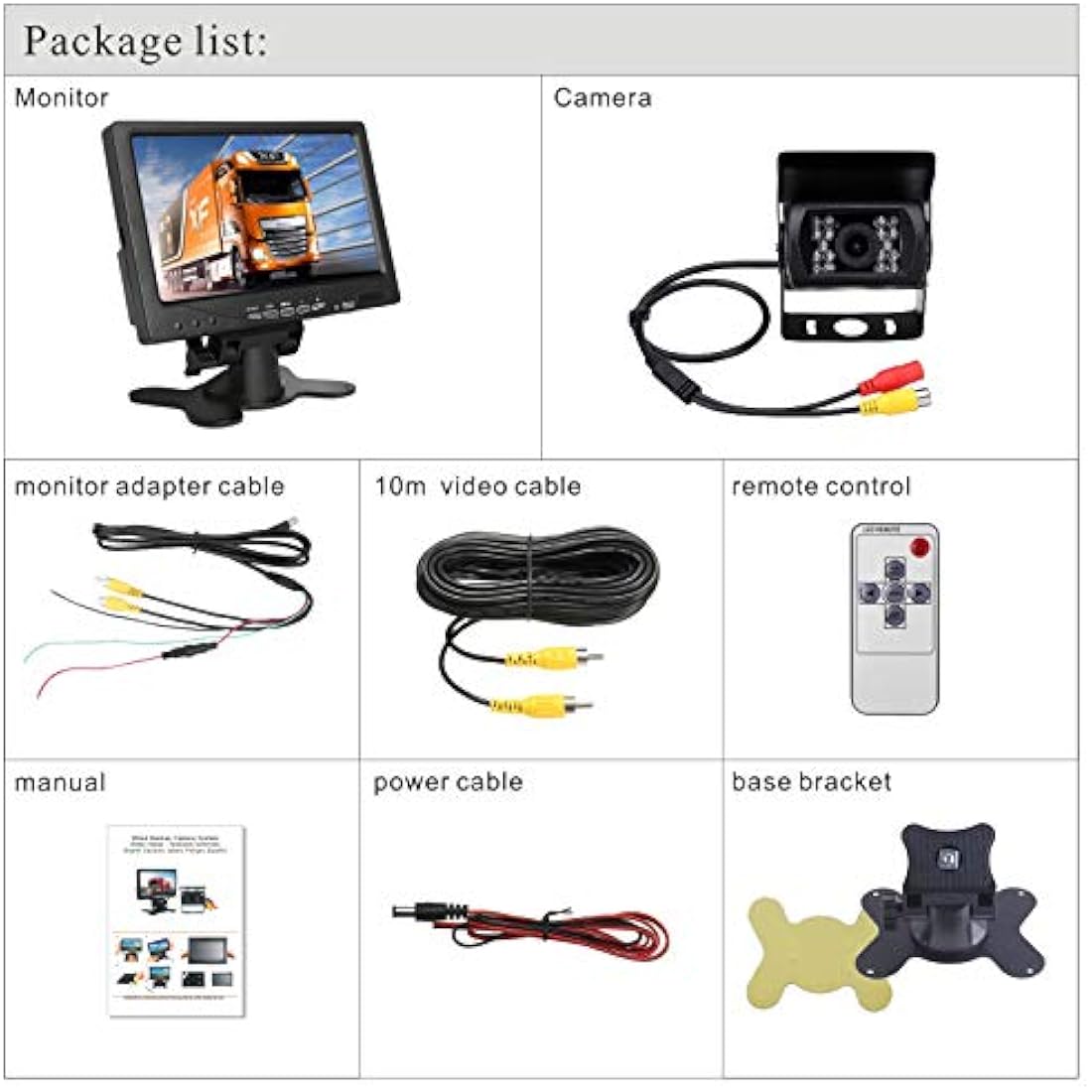 7" HD Backup Camera Kit | 18 LED Night Vision for Trucks