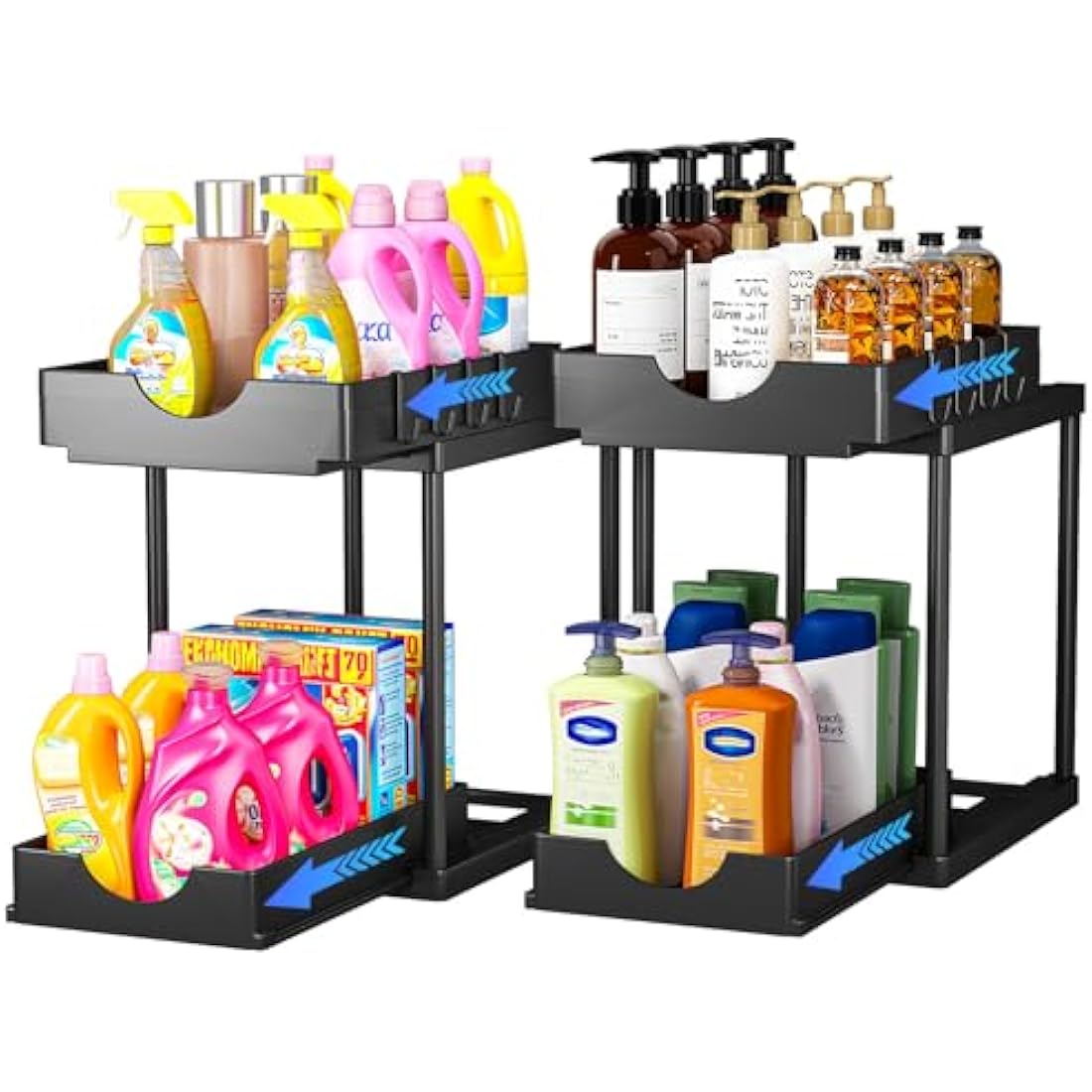 PurKeep 2-Tier Under Sink Organizer | Sliding Kitchen Storage - 2 Pack