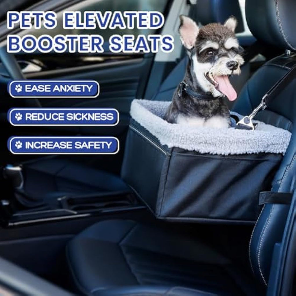 UNICITII Elevated Dog Booster Car Seat – Small Pet Travel Carrier, Black
