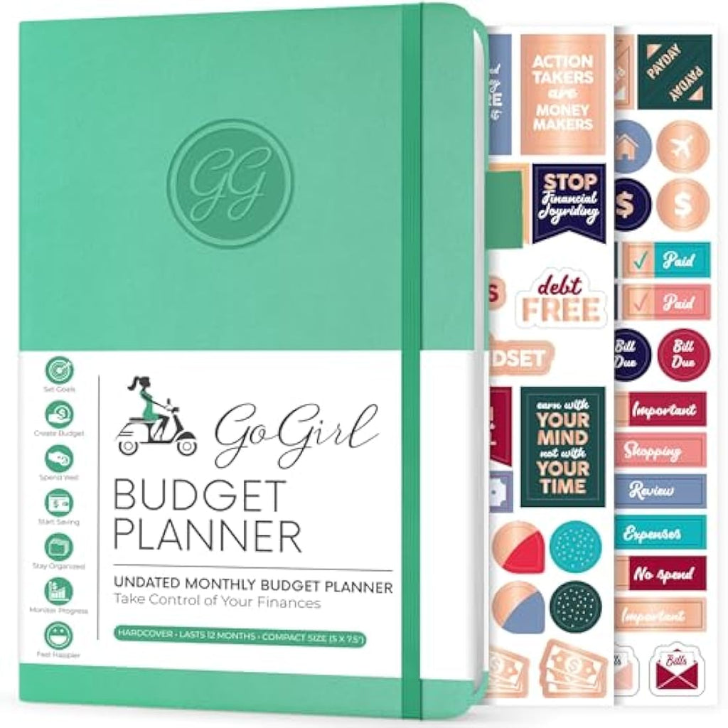 GoGirl Budget Planner – Undated Monthly Expense Tracker & Journal, Emerald