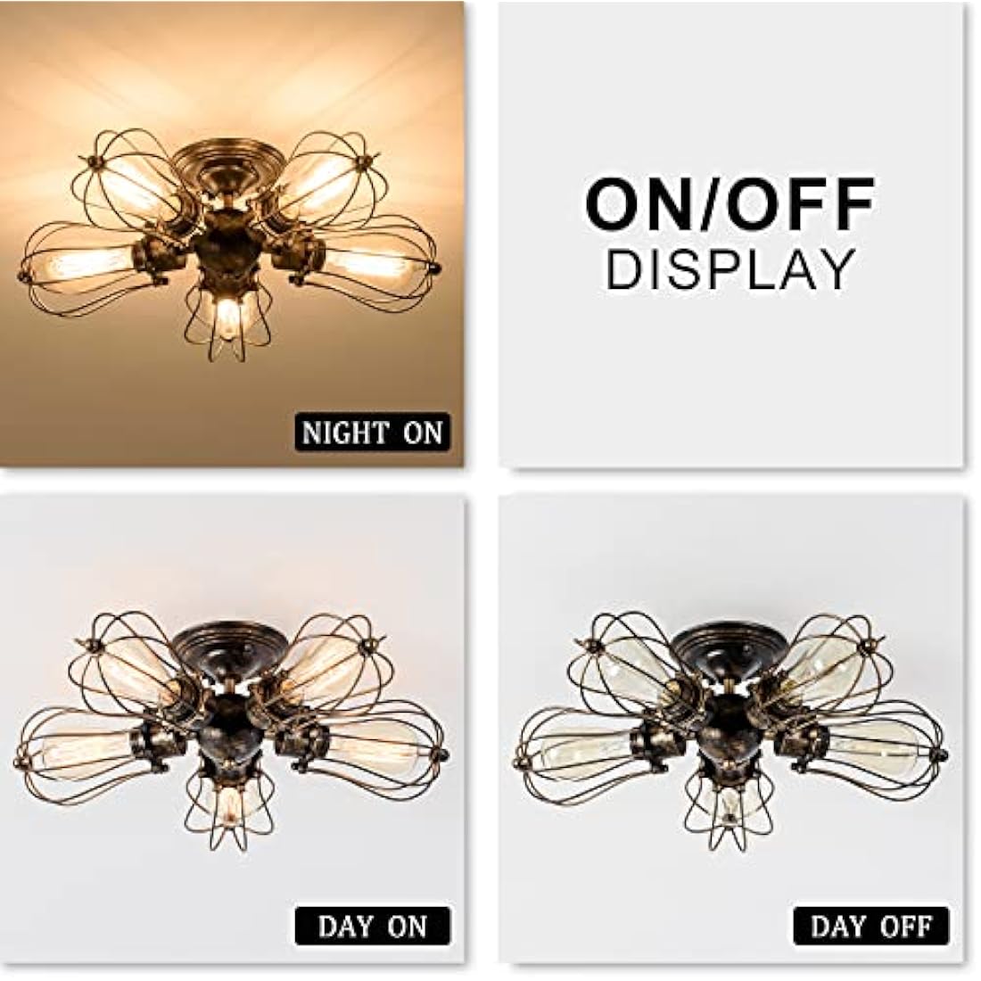 LULING Vintage Industrial Ceiling Light | 5-Light Bronze Wire Cage Lamp