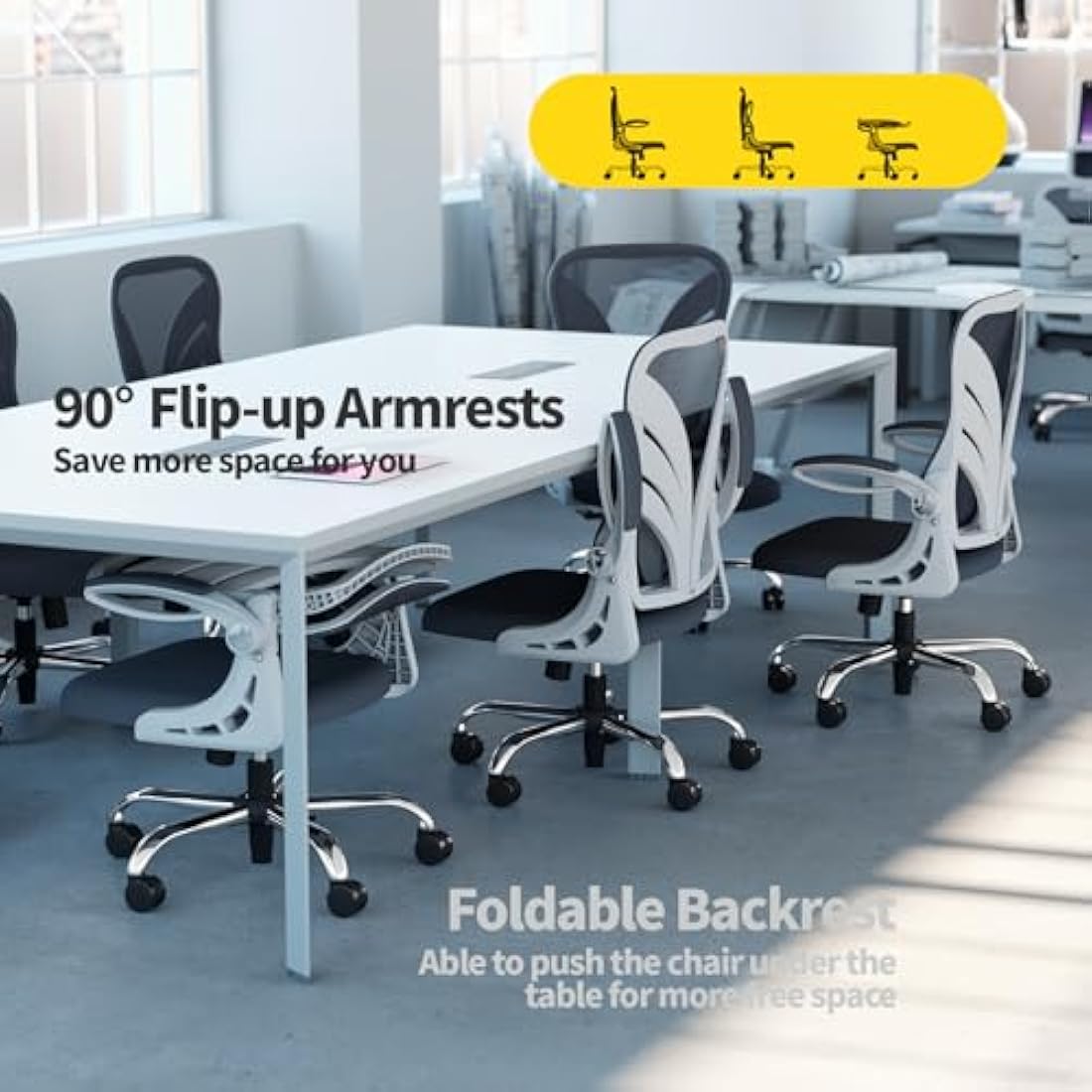 HOLLUDLE Ergonomic Mesh Office Chair – Foldable Backrest & Lumbar Support