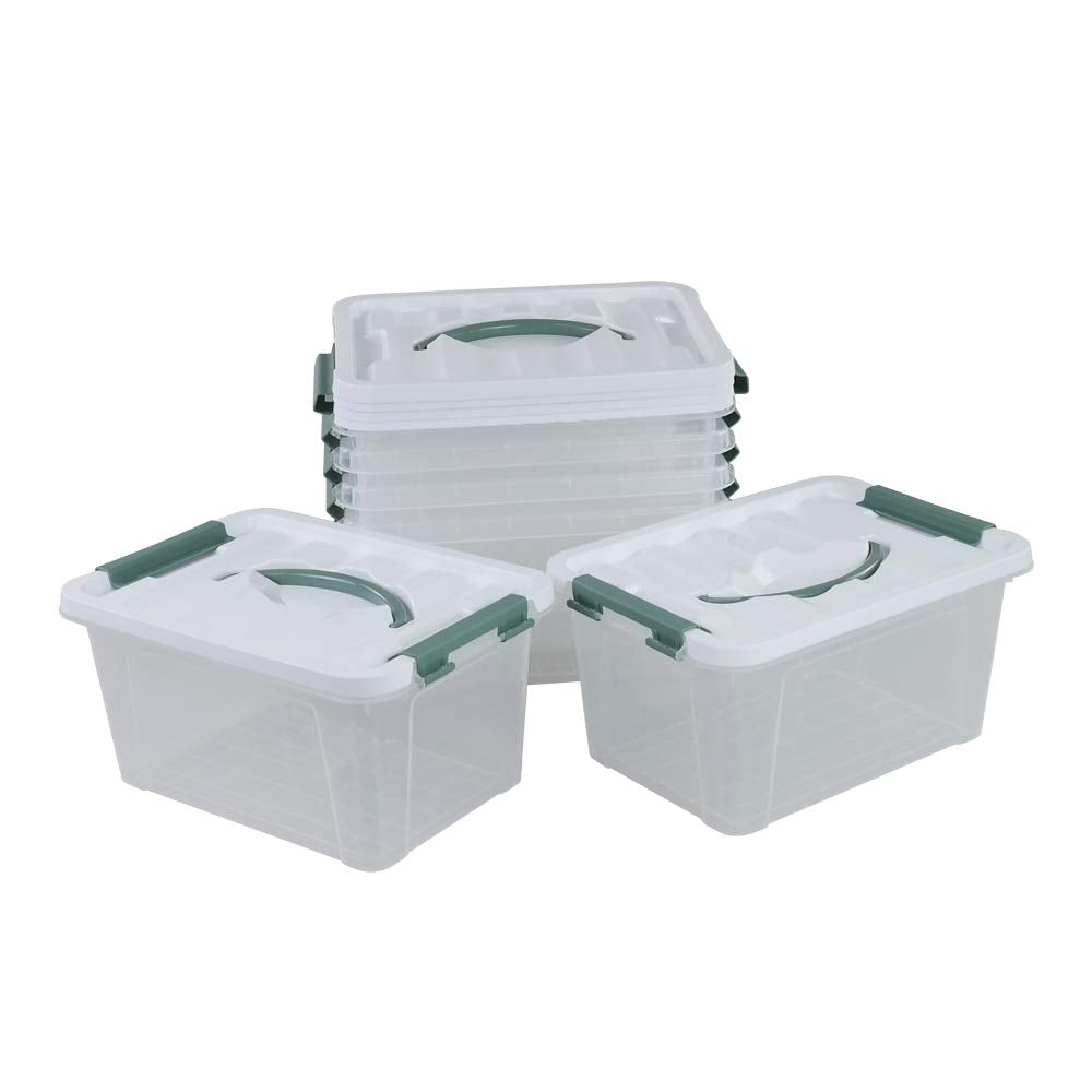 Leendines Set of 6 Clear Storage Boxes with Lid, Plastic Small Boxes, 7 Liters - image 2
