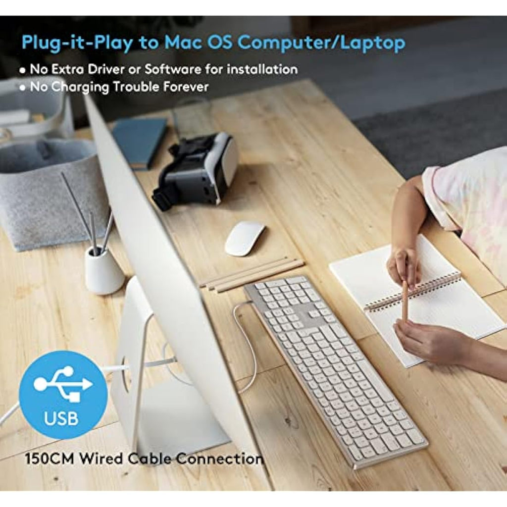 Aluminum Wired Mac Keyboard with Numeric Keypad – Silver