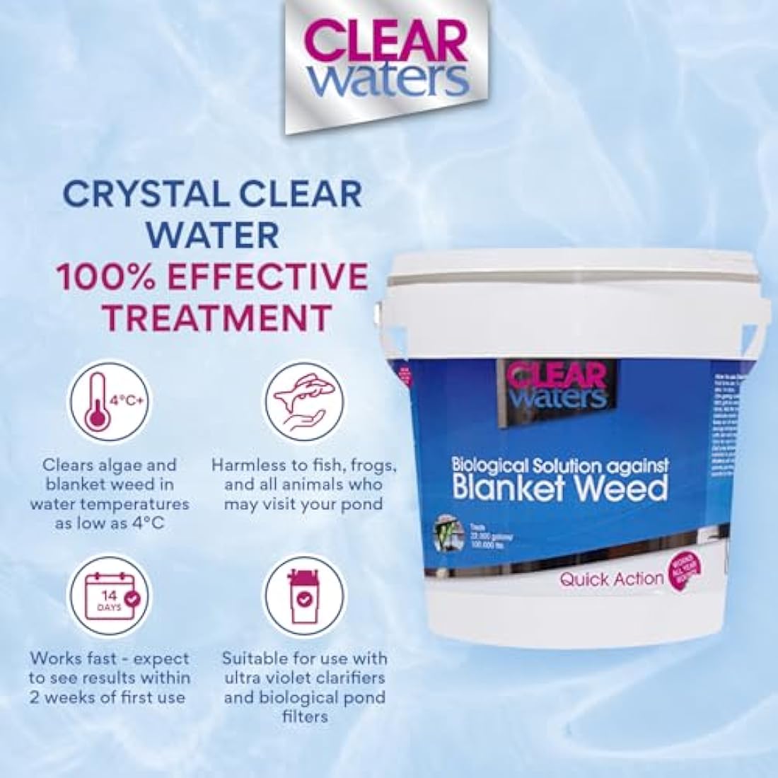 ClearWaters Blanket Weed Treatment – 10L Fish Safe Pond Algae Cleaner