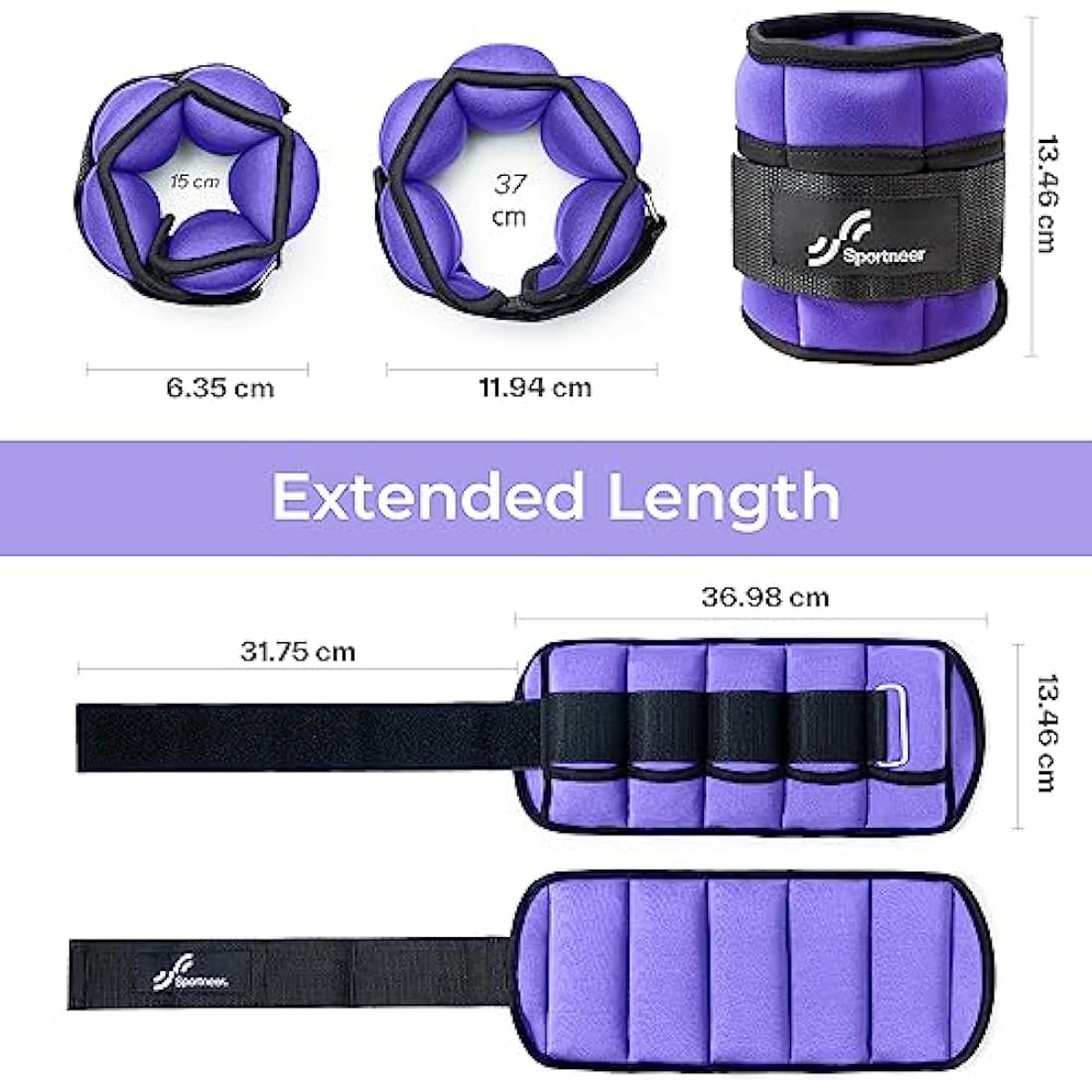 Sportneer Adjustable Ankle Weights Set | Neoprene Wrist Straps 0.9-4.5kg