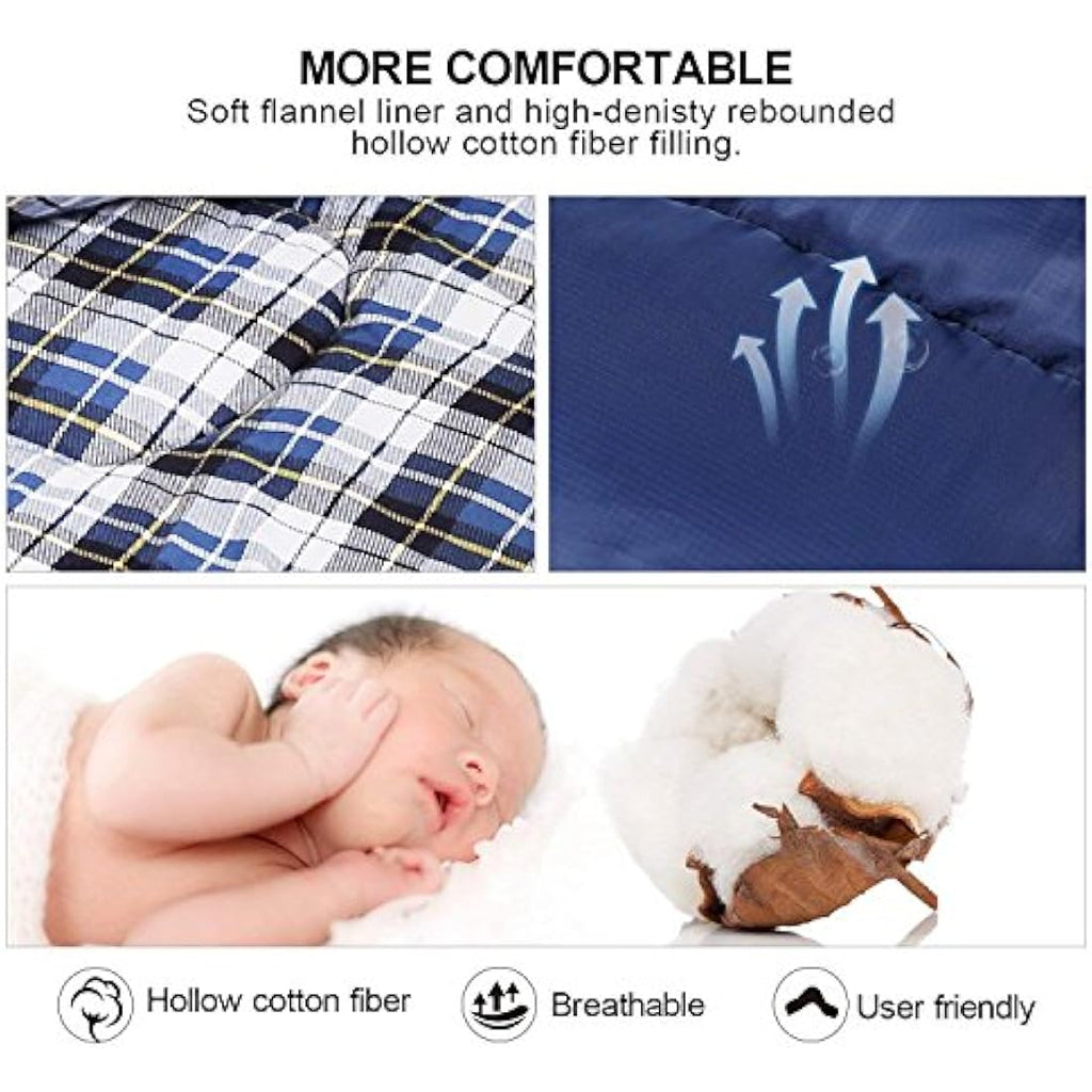 REDCAMP Cotton Flannel Sleeping Bag | 3-Season Warm Envelope for Adults