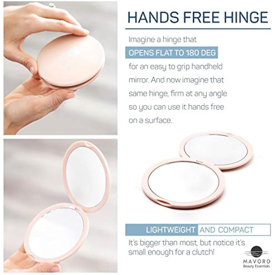 Mavoro 1x/10x Magnifying Compact Mirror – 4 Inch Travel Makeup Mirror