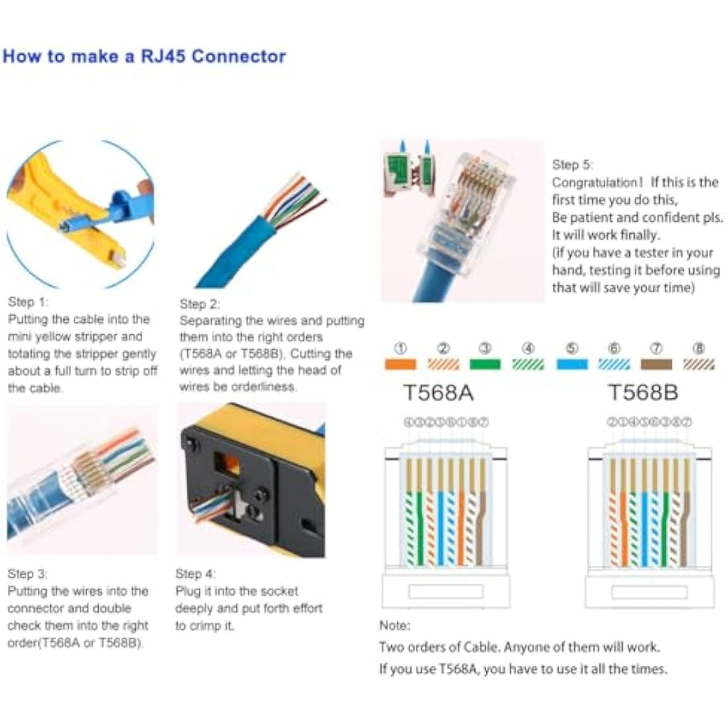 Jolof Store RJ45 Pass Through Crimper Tool Kit for Cat5 Cat5e Cat6 Cat6a