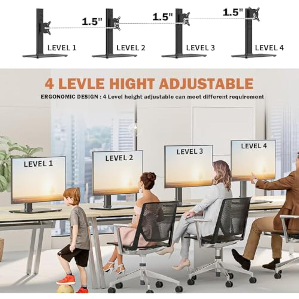 2-Pack Single Monitor Stand | Height Adjustable 13-32"