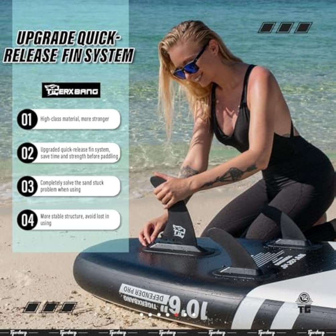 TIGERXBANG Inflatable Stand Up Paddle Board – 10'6" Military Grade SUP