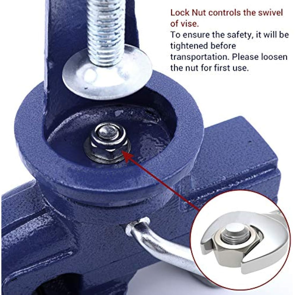 Nuovoware 70mm Table Vise | 360° Swivel Cast Iron Bench Clamp