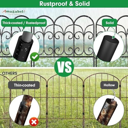 Amagabeli Metal Garden Fence Panels | 5-Pack Rustproof Wrought Iron Edging
