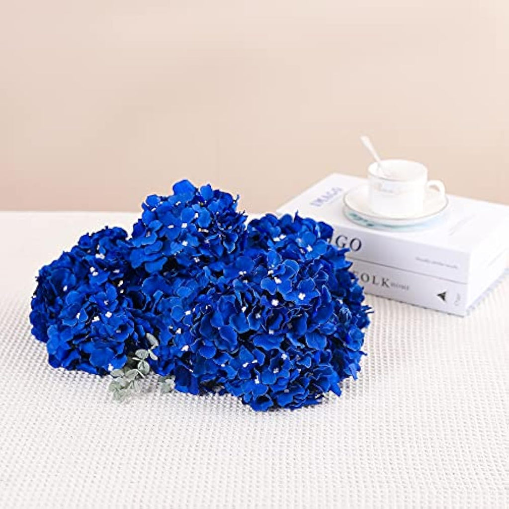 Tifuly 12Pcs Artificial Silk Hydrangeas for Wedding Decor – Royal Blue