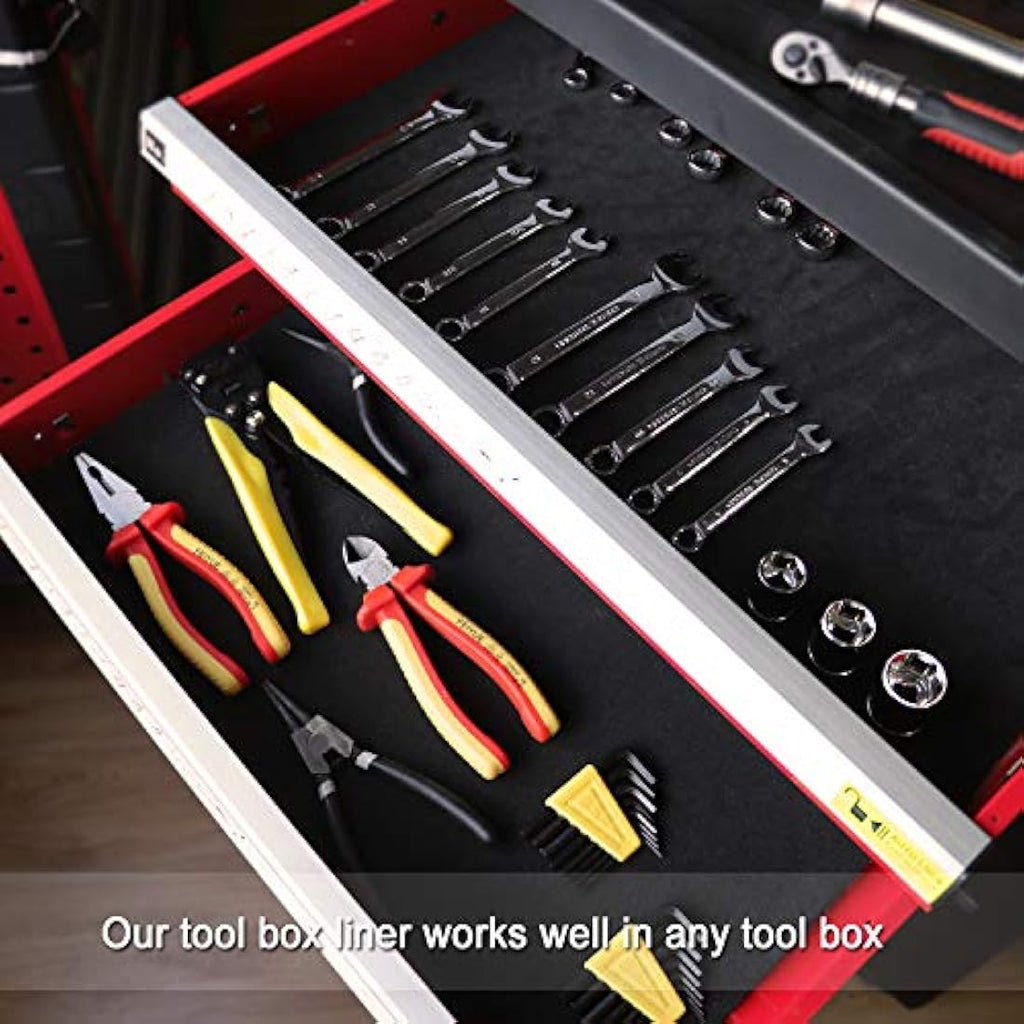 CASOMAN Non-Slip Tool Box Liner – 16" x 16' Black EVA Foam Drawer Mat