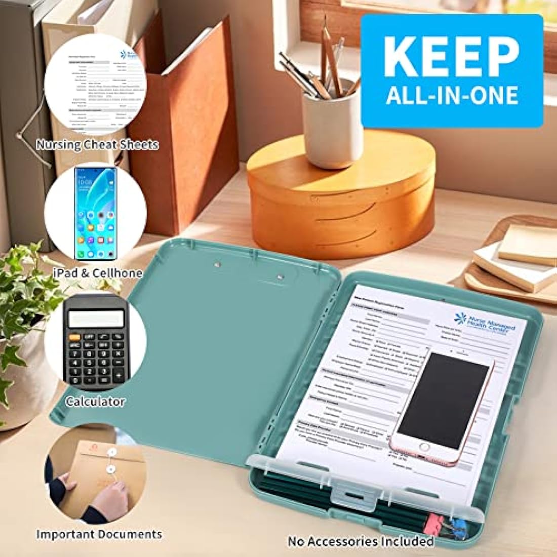 DMFLY Storage Clipboard – Heavy Duty A4 Case with Pen Holder, 200 Sheet Cap