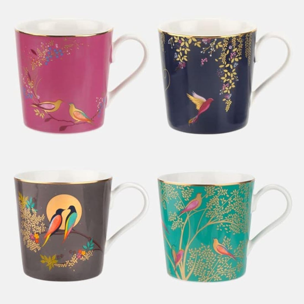 Sara Miller London Chelsea Fine China Mugs - Set of 4 with Gold Detail
