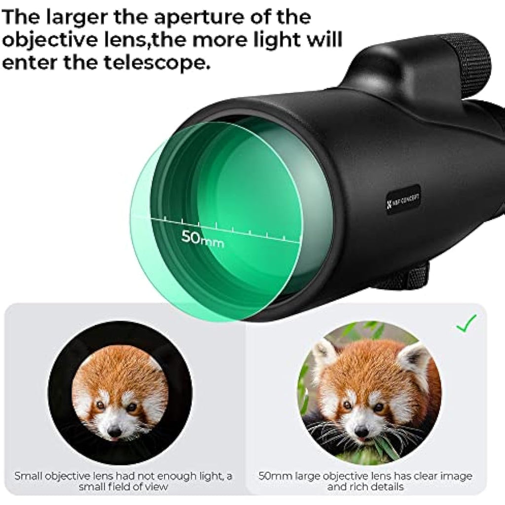 K&F Concept 12X50 HD Monocular | Waterproof BAK4 Prism Telescope