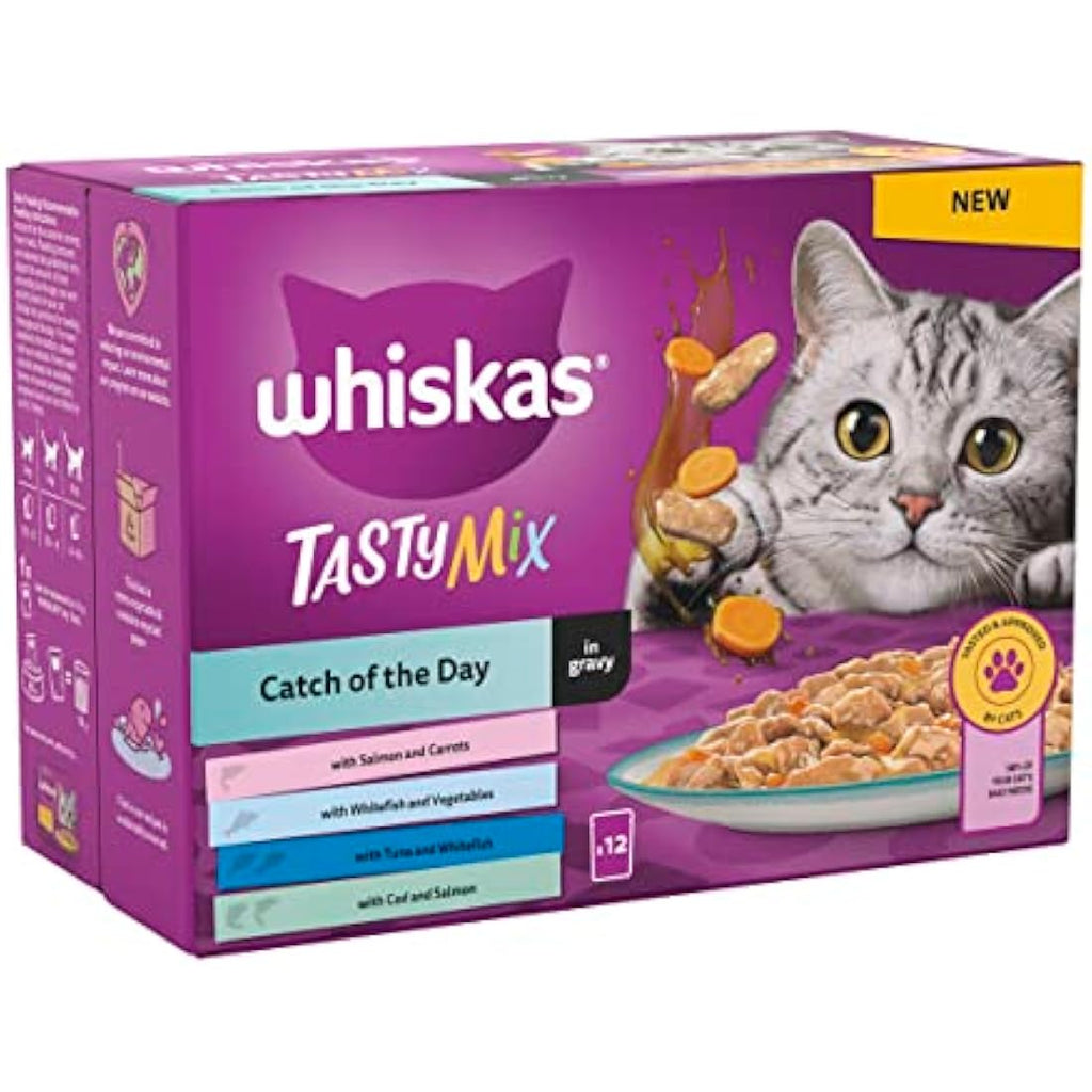Whiskas Tasty Mix Catch of the Day Wet Cat Food in Gravy - 48 Pouches