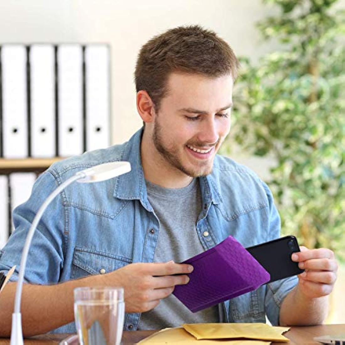 Switory Purple Poly Bubble Mailers | 4x7 Inch Padded Envelopes | 50 Pack