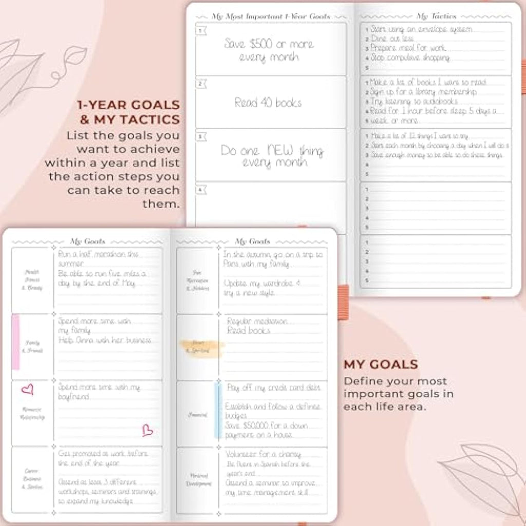 GoGirl Pocket Weekly Planner – Undated Goal Organizer, Peach Pink
