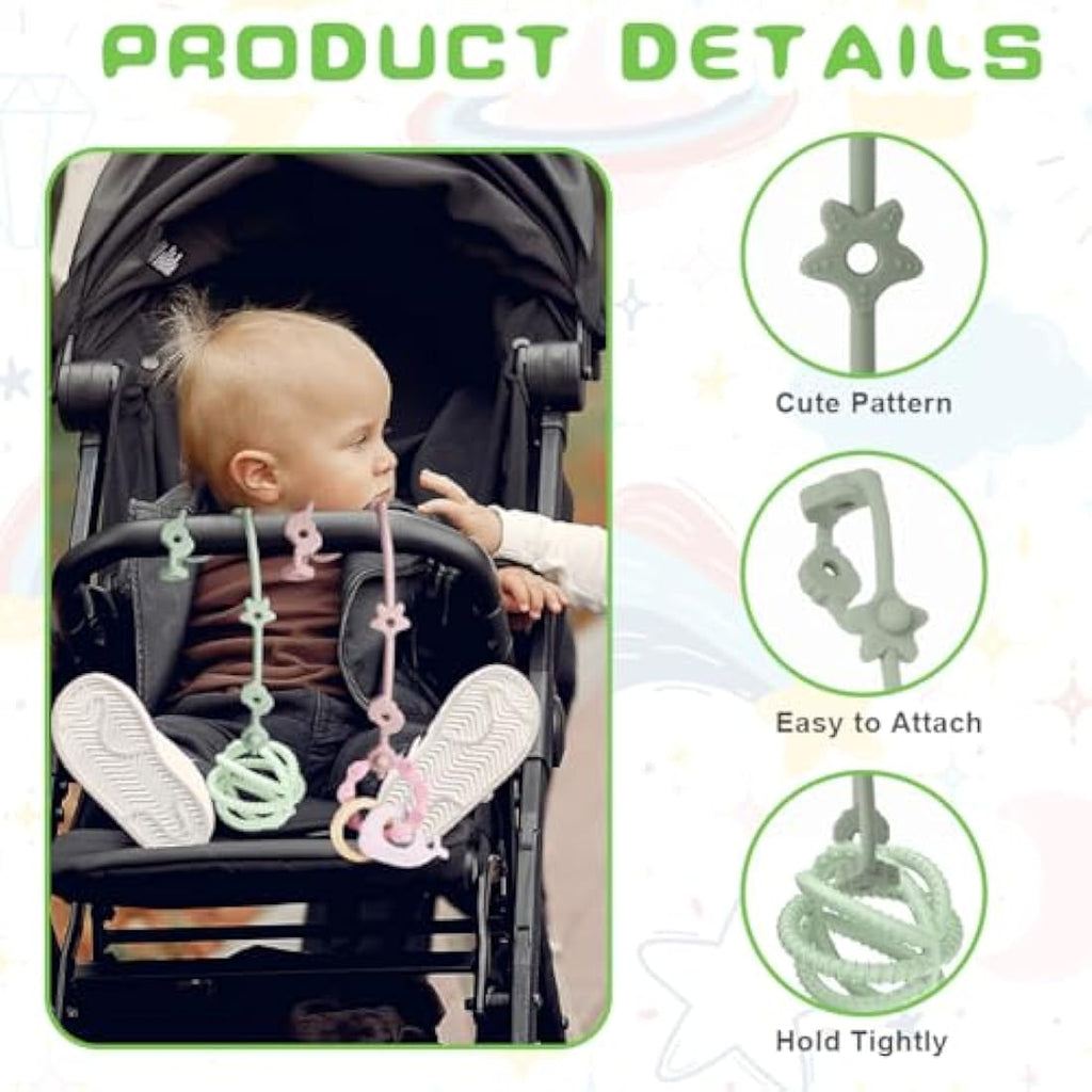 Vicloon 4Pcs Silicone Toy Safety Straps | Food Grade Pacifier Clips