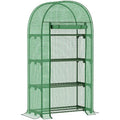 Outsunny 4 Tier Mini Greenhouse | Portable PE Plant House with Metal Shelves