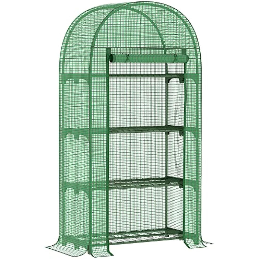 Outsunny 4 Tier Mini Greenhouse | Portable PE Plant House with Metal Shelves