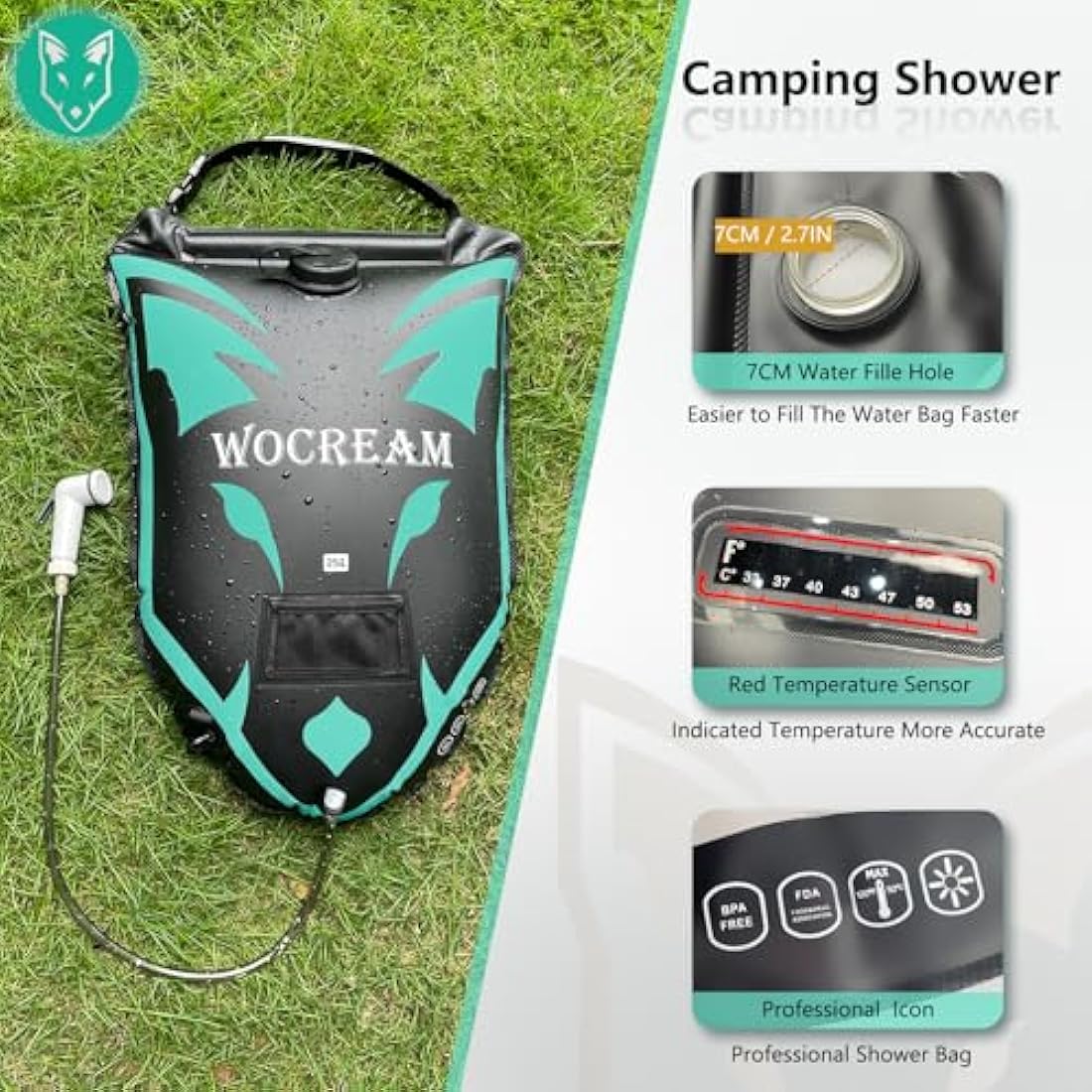 CyConncet Solar Camping Shower Bag | 6.6 Gallon TPU Portable Shower