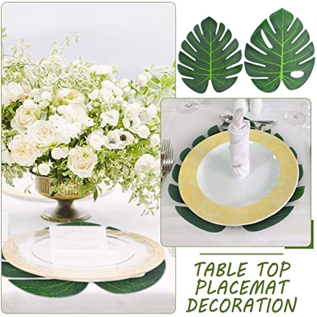 Bubuyun 48Pcs Artificial Tropical Monstera Palm Leaves for Jungle Party Decor