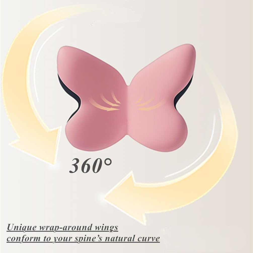 beolur Butterfly Memory Foam Lumbar Support Pillow – Removable Washable Cover, Dual-Core Support for Office & CarGray