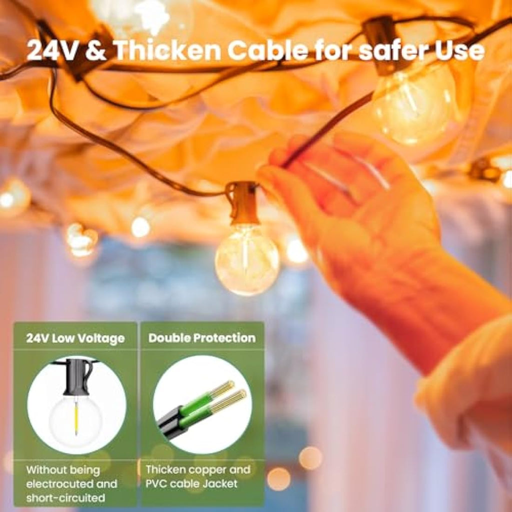 Yuusei 164FT Festoon Lights – IP45 Waterproof Outdoor String Lights
