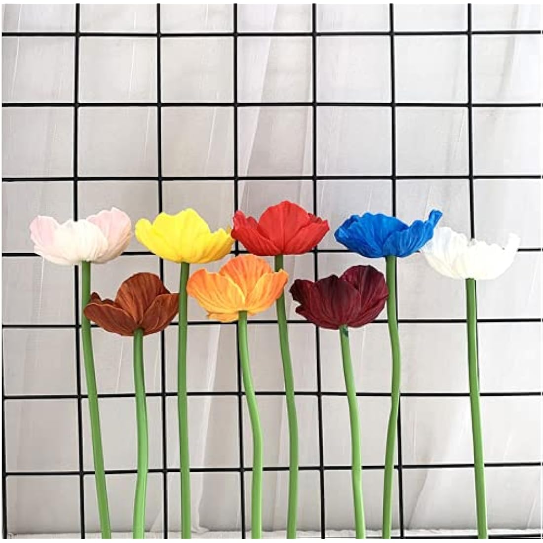 10 Stem Artificial Poppy Flowers | UV Resistant PU Wildflowers
