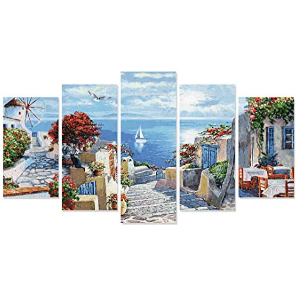 Schipper Mykonos Paint by Numbers for Adults - 5-Piece Polyptych Set
