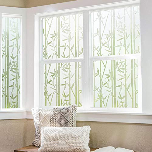 Finnez Bamboo Frosted Privacy Window Film - Static Cling Glass, 90x400cm